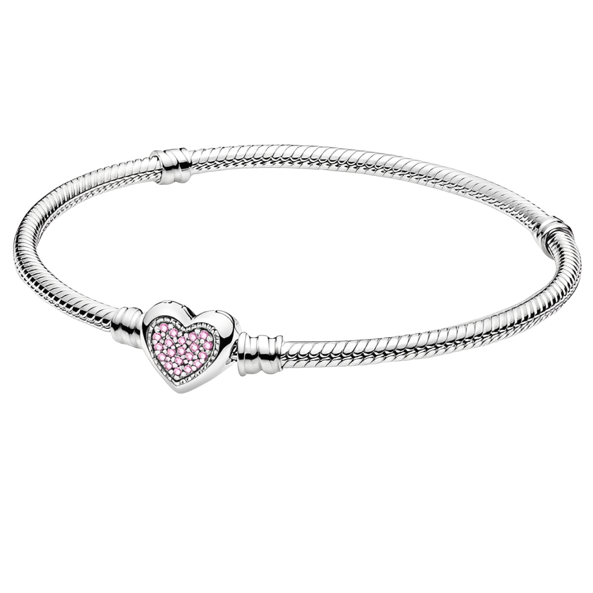 Pulseira Coração Pink em Prata 925